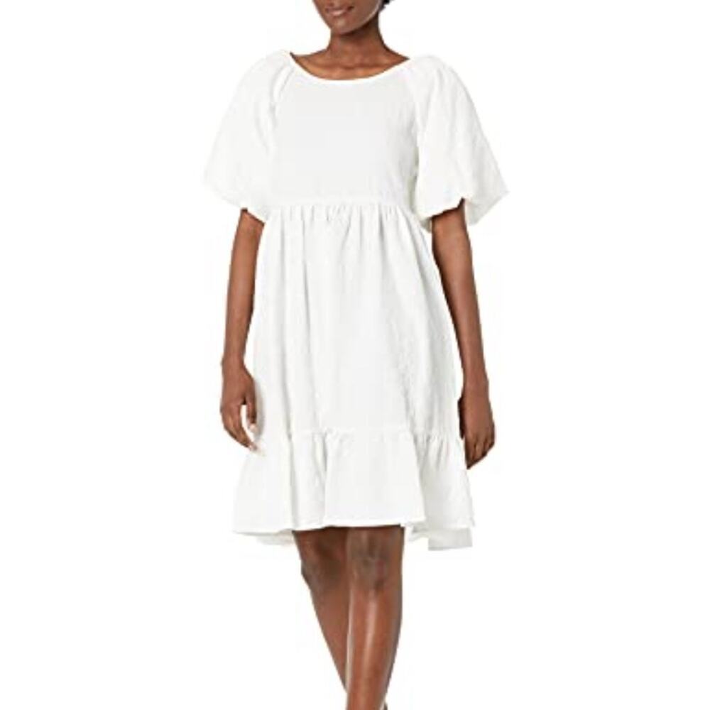 BCBGeneration‎ White Puff Sleeve Cottagecore Babydoll Mini Dress Size M